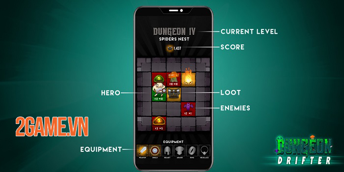 Dungeon Drifter - Game roguelike có thiết kế map lưới ô vuông 5x5 2