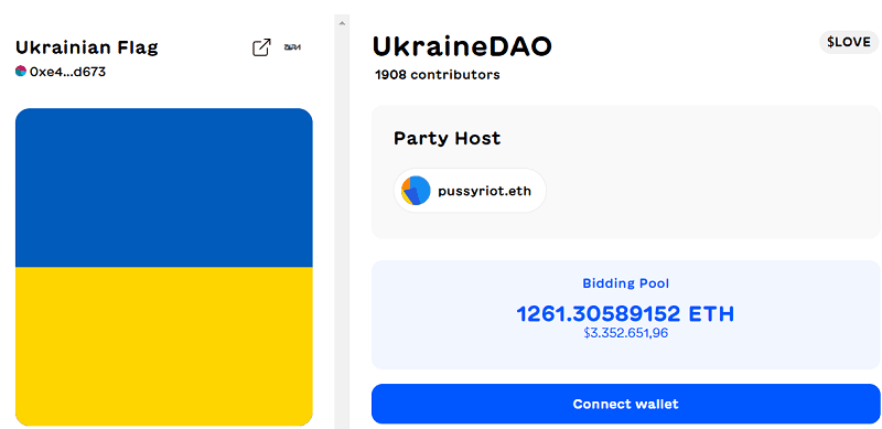 Vài điều quan trọng về ví UkraineDao Flag NFT